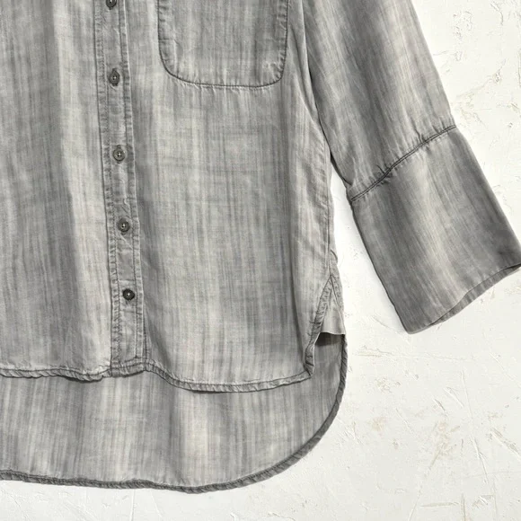 Cloth & Stone Washed Gray Tencel Button-Up Shirt, Hi-Low Hem – XS - Picture 5 of 7